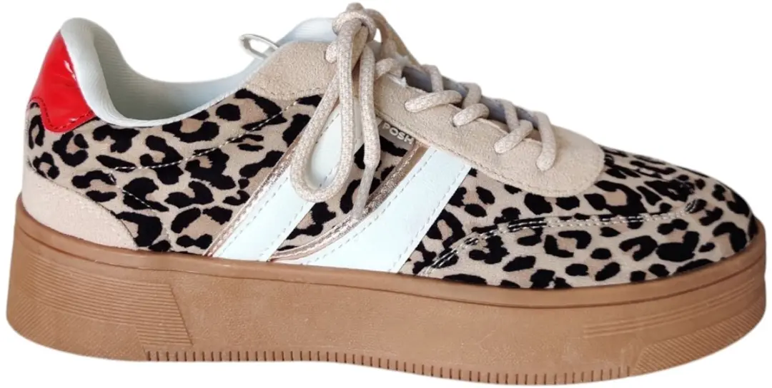 POSH by Poelman LILLY Dames sneakers C1152148APSH1 - Bruin met dierenprint - afbeelding 2 van 6