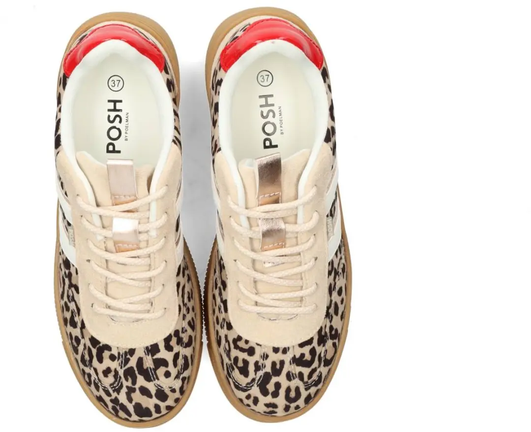 POSH by Poelman LILLY Dames sneakers C1152148APSH1 - Bruin met dierenprint - afbeelding 5 van 6