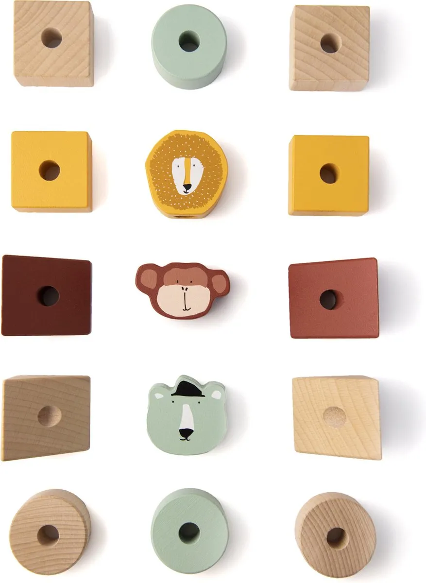Trixie Houten Dieren Blokken Stapelaar - 15 Stuks - Multi
