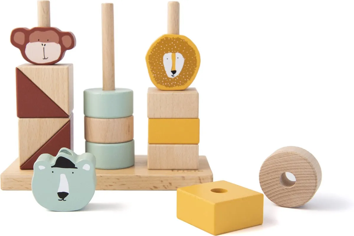Trixie Houten Dieren Blokken Stapelaar - 15 Stuks - Multi