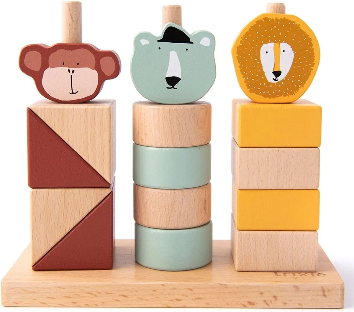 Trixie Houten Dieren Blokken Stapelaar - 15 Stuks - Multi - afbeelding 6 van 6