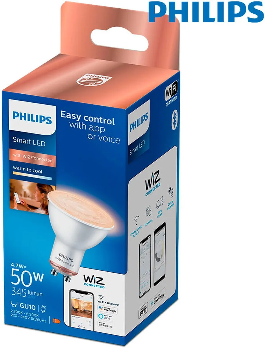 Philips Smart LED GU10 5W 400lm Spot - Wit