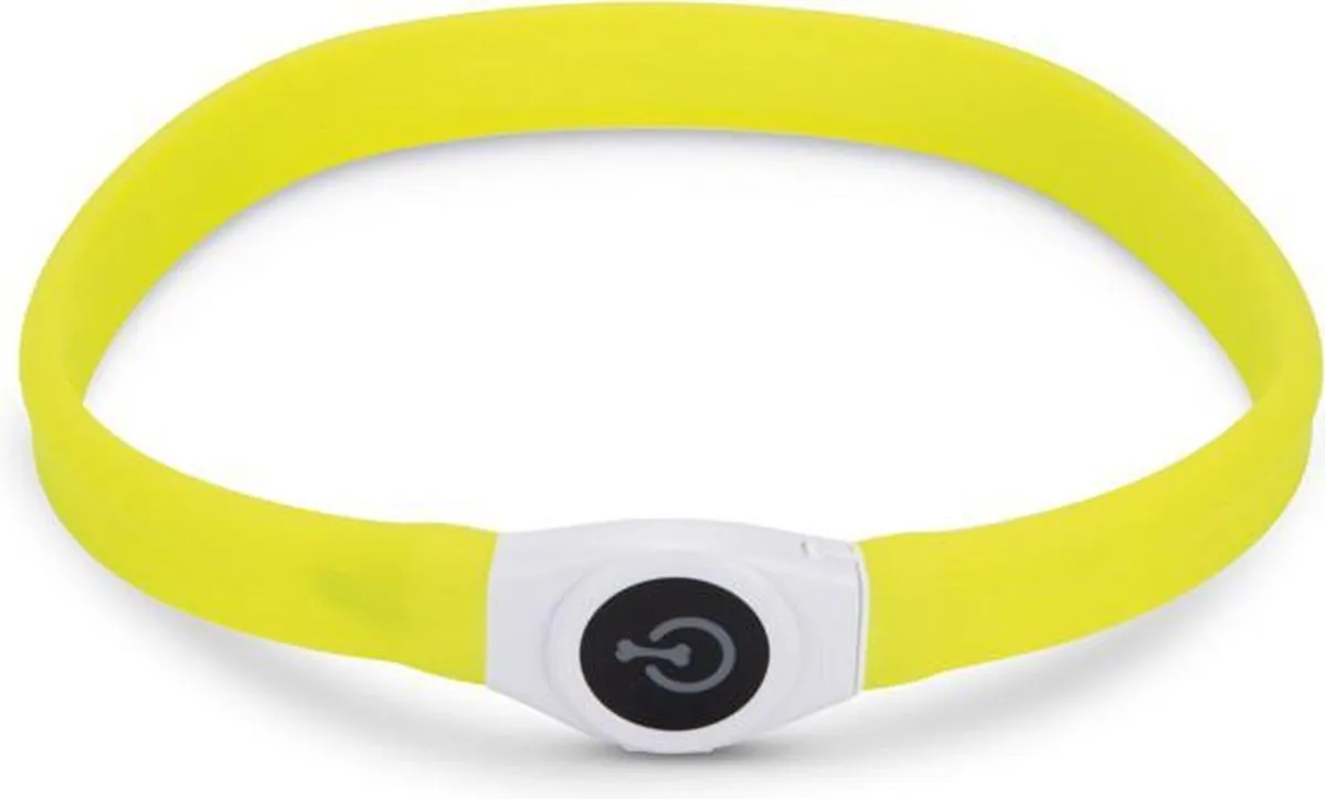 Beeztees Safety Gear Glowy Halsband Hond - Geel 65x2,5cm