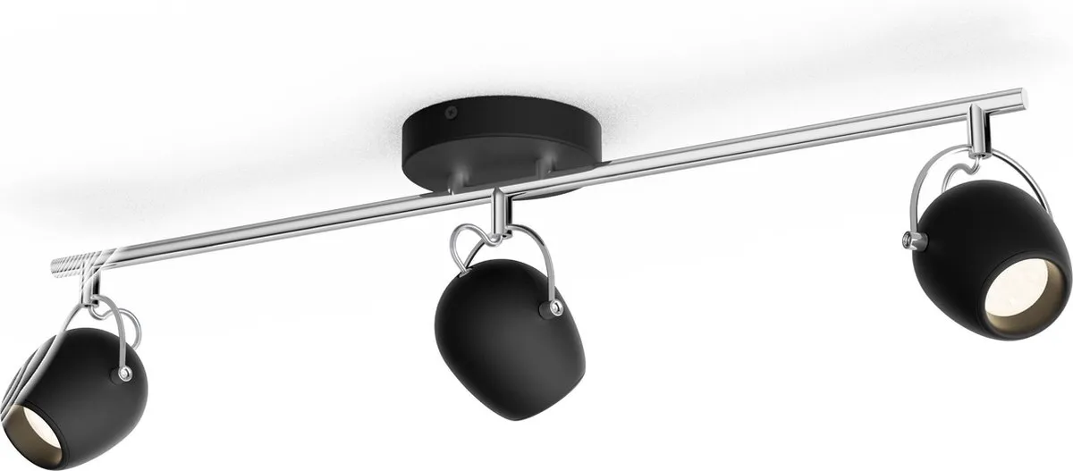 Philips Rivano Opbouwspot 3x4,3W 1200lm - Zwart