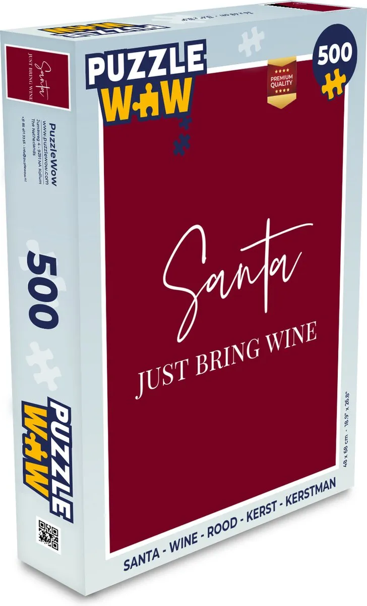 PuzzleWow Santa Wine Legpuzzel 500 Stuks - Rood