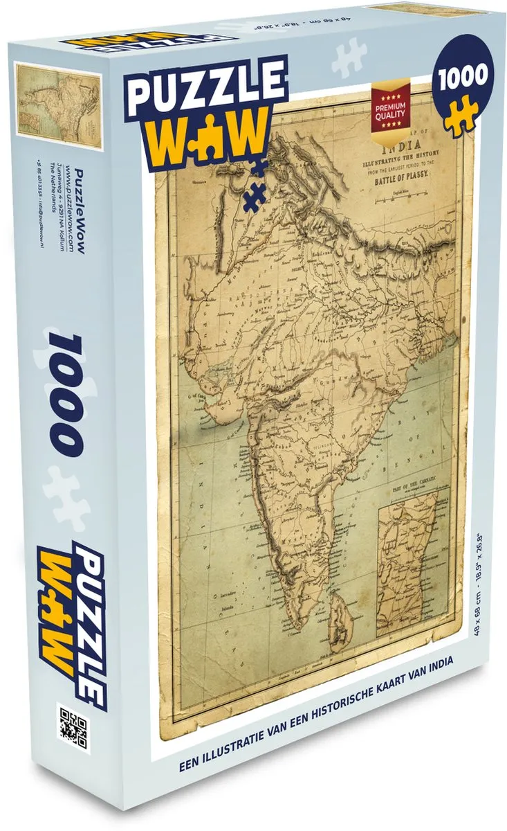 PuzzleWow Legpuzzel India 1000 Stuks - Multicolor