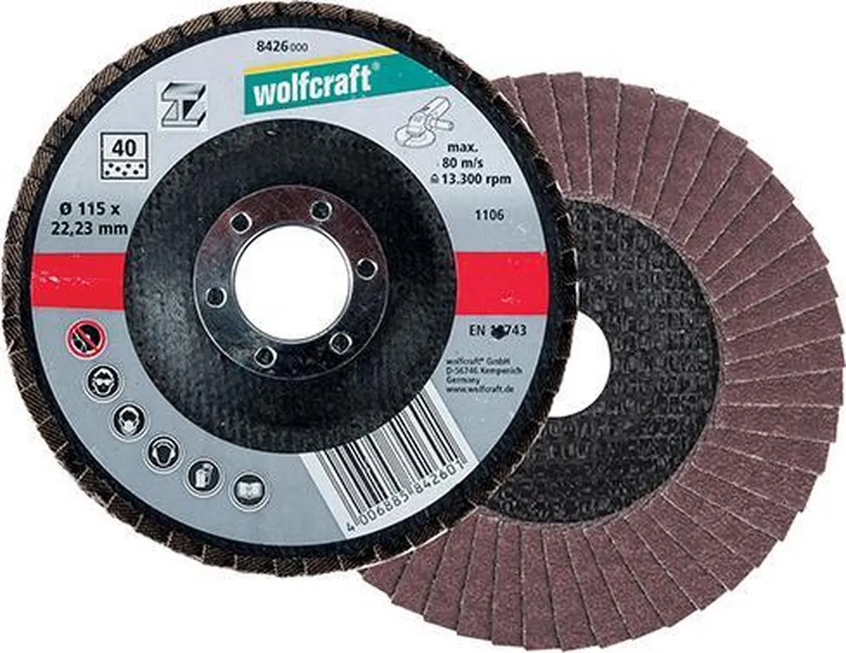 Wolfcraft Slijplamellenschijf Metaal Korund Ø115mm 40-8425000