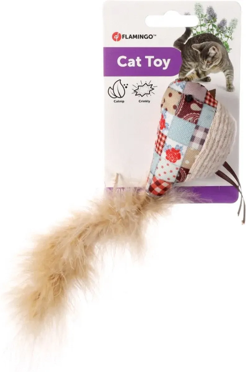 Flamingo Vinta Vogel + Veer Kattenspeelgoed - Beige