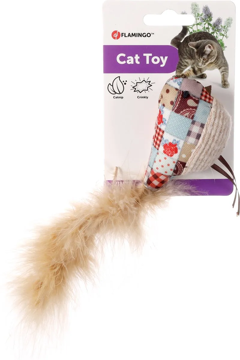 Flamingo Vinta Vogel + Veer Kattenspeelgoed - Beige
