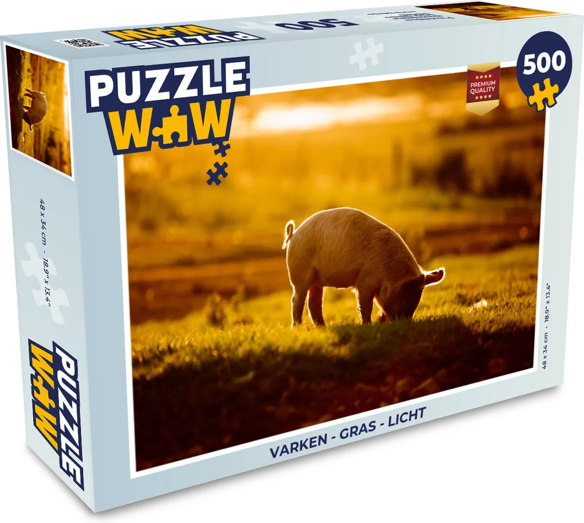 PuzzleWow Varken Gras Legpuzzel 500 Stuks