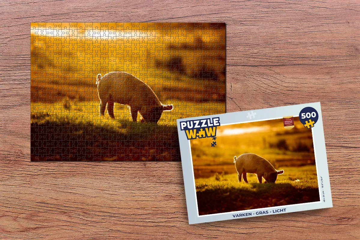 PuzzleWow Varken Gras Legpuzzel 500 Stuks - Multicolor