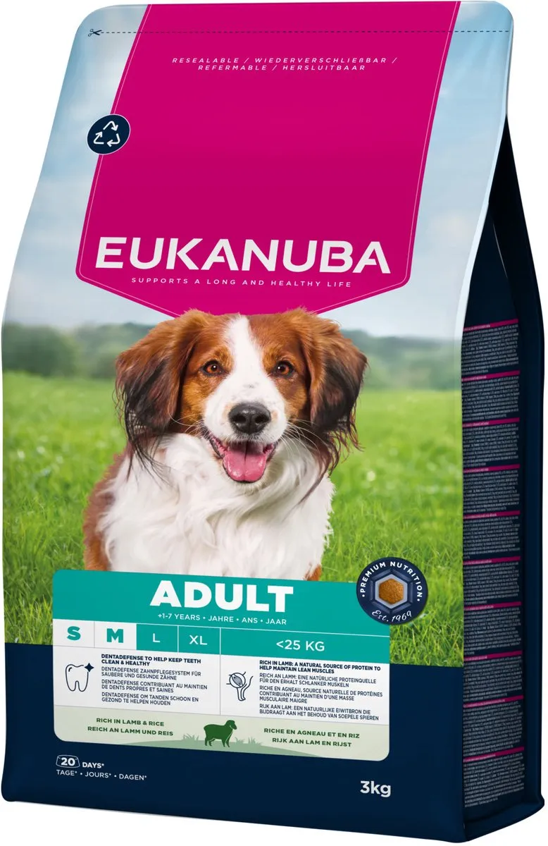 Eukanuba Adult Small & Medium Breed Lam & Rijst Hondenbrokken 3kg