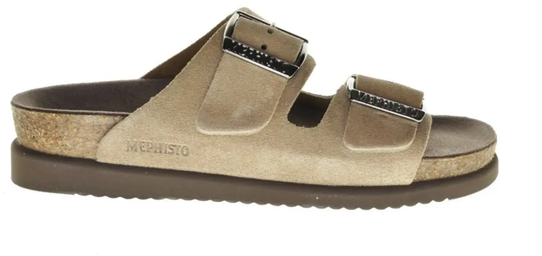 Mephisto Taupe Dames Slipper 2 Gespen maat 41