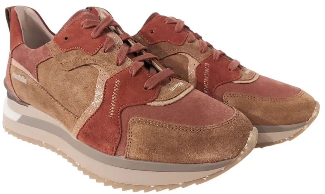 Mephisto Mobils Sneaker Janel Tobacco Bruin Rood Combi