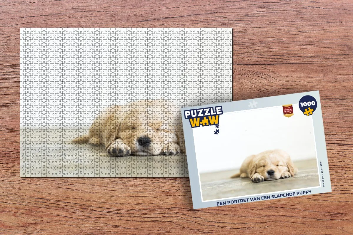 PuzzleWow Legpuzzel Een Portret van een Slapende Puppy 1000 Stuks - Multicolor