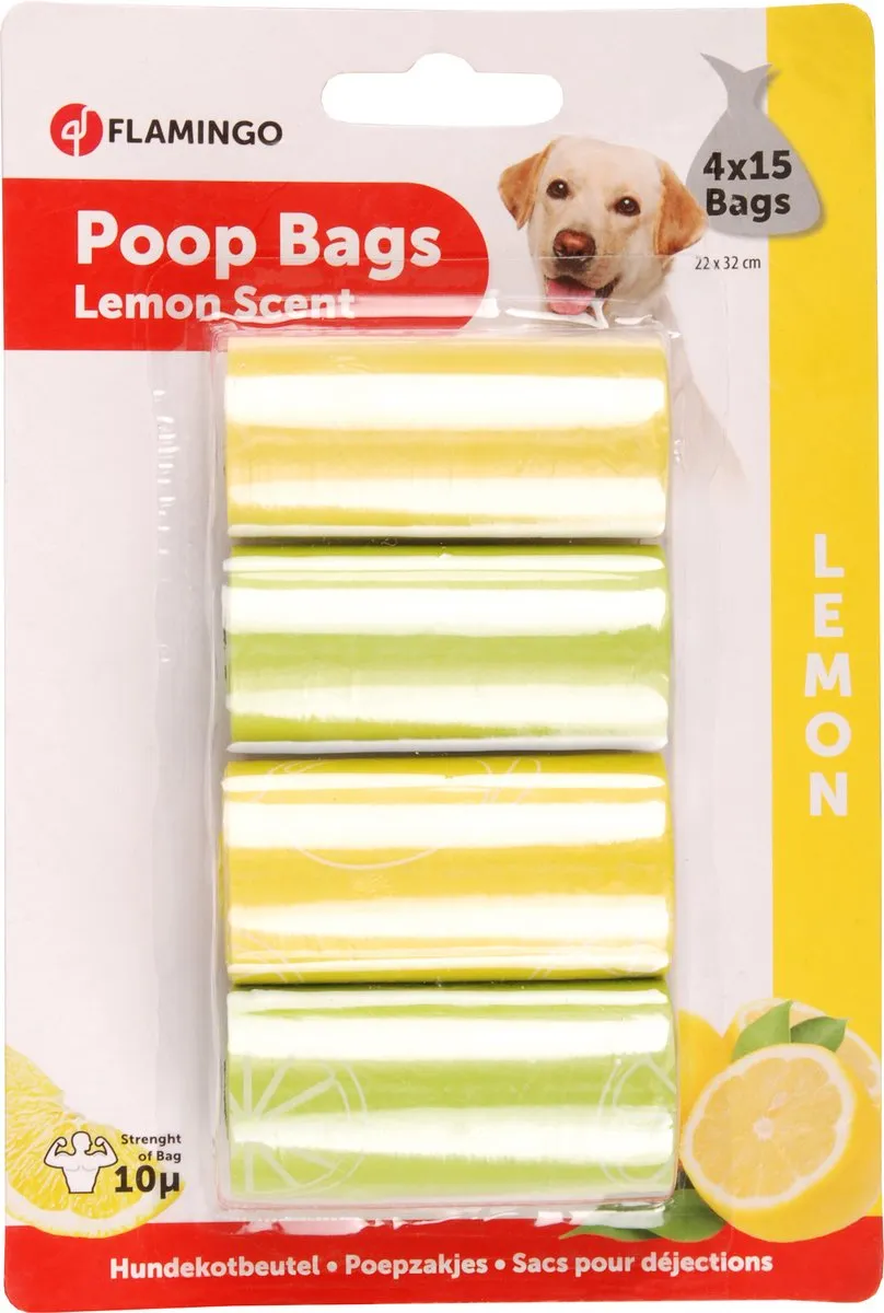 Flamingo Hondenpoepzakjes Lemon 60 Stuks - Geel