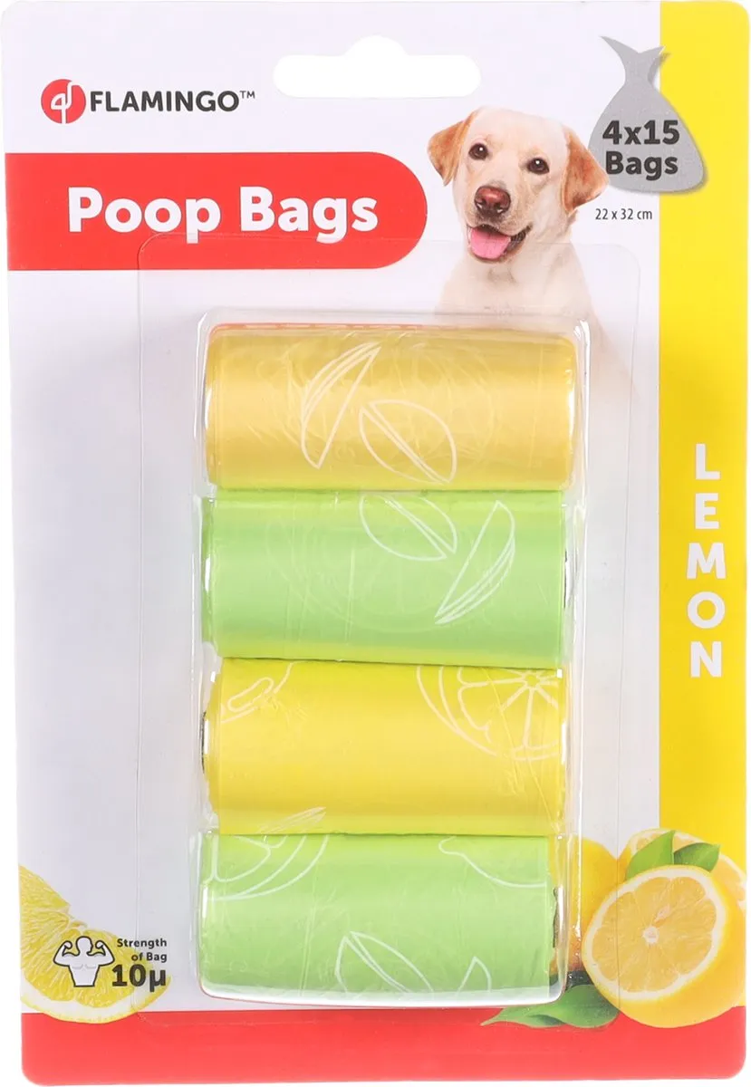 Flamingo Hondenpoepzakjes Lemon 60 Stuks - Geel