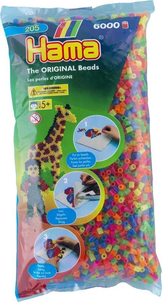 Hama Strijkkralen Neon 6000 - 51 Stuks - 4 Kleuren