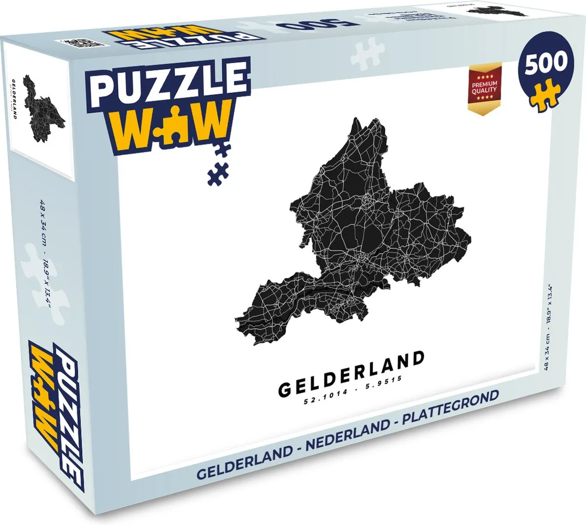 PuzzleWow Gelderland Nederland Plattegrond Legpuzzel 500 Stuks