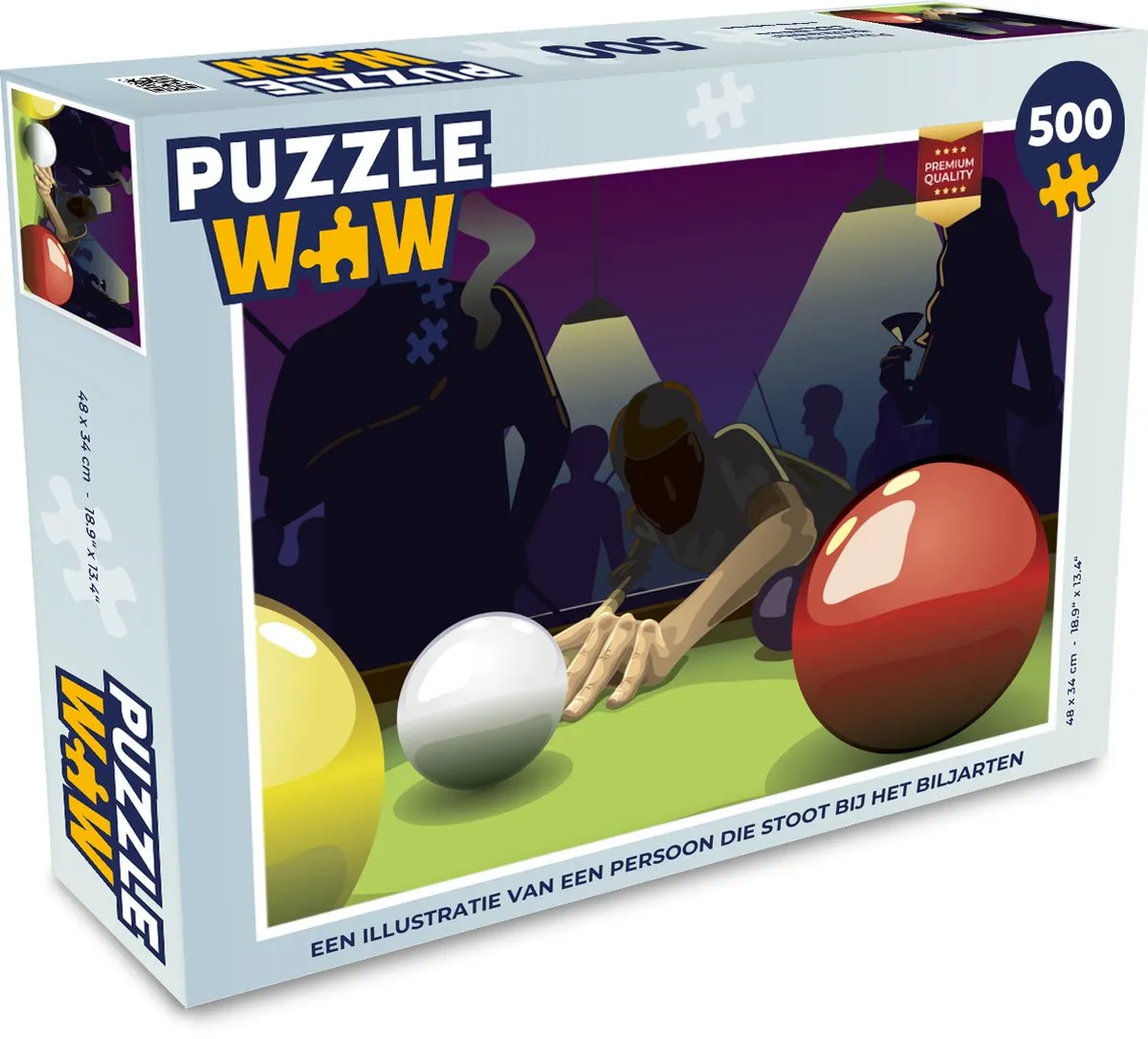 PuzzleWow Biljart Legpuzzel 500 Stuks - Multicolor