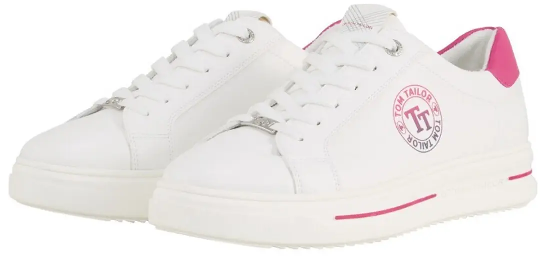 Tom Tailor - Trainers met logo-opdruk - Maat 39 - white-pink