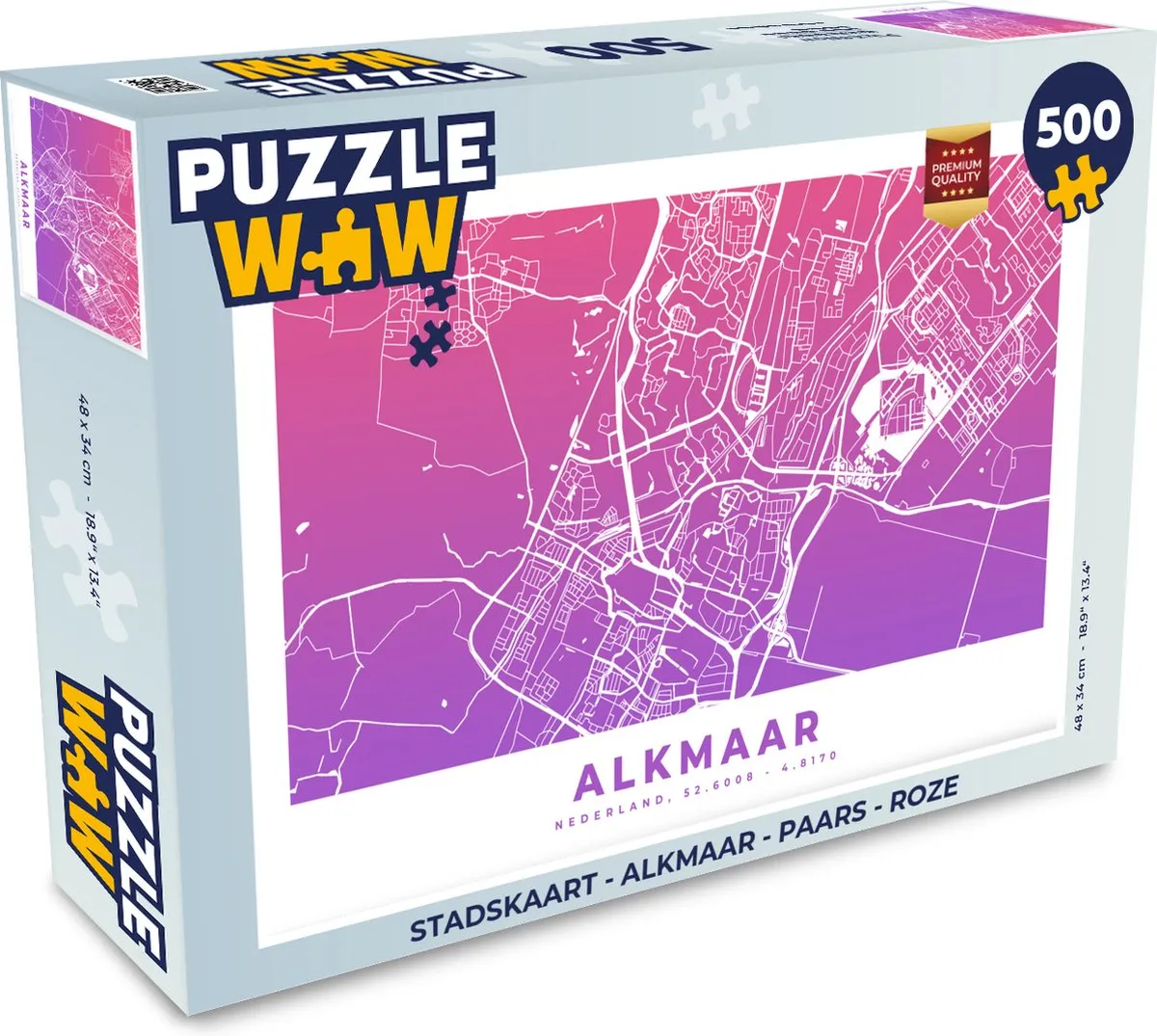 PuzzleWow Stadskaart Alkmaar Legpuzzel 500 Stuks