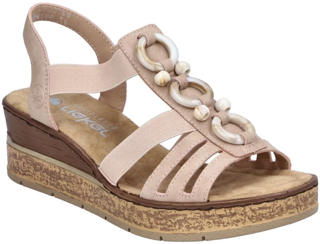 Rieker Beige Wedge Sandalen