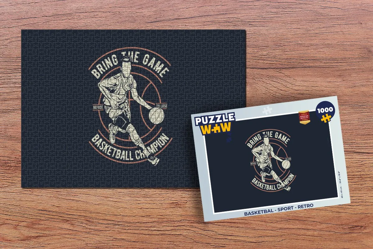 PuzzleWow Basketbal Retro Legpuzzel 1000 Stuks - Multicolor