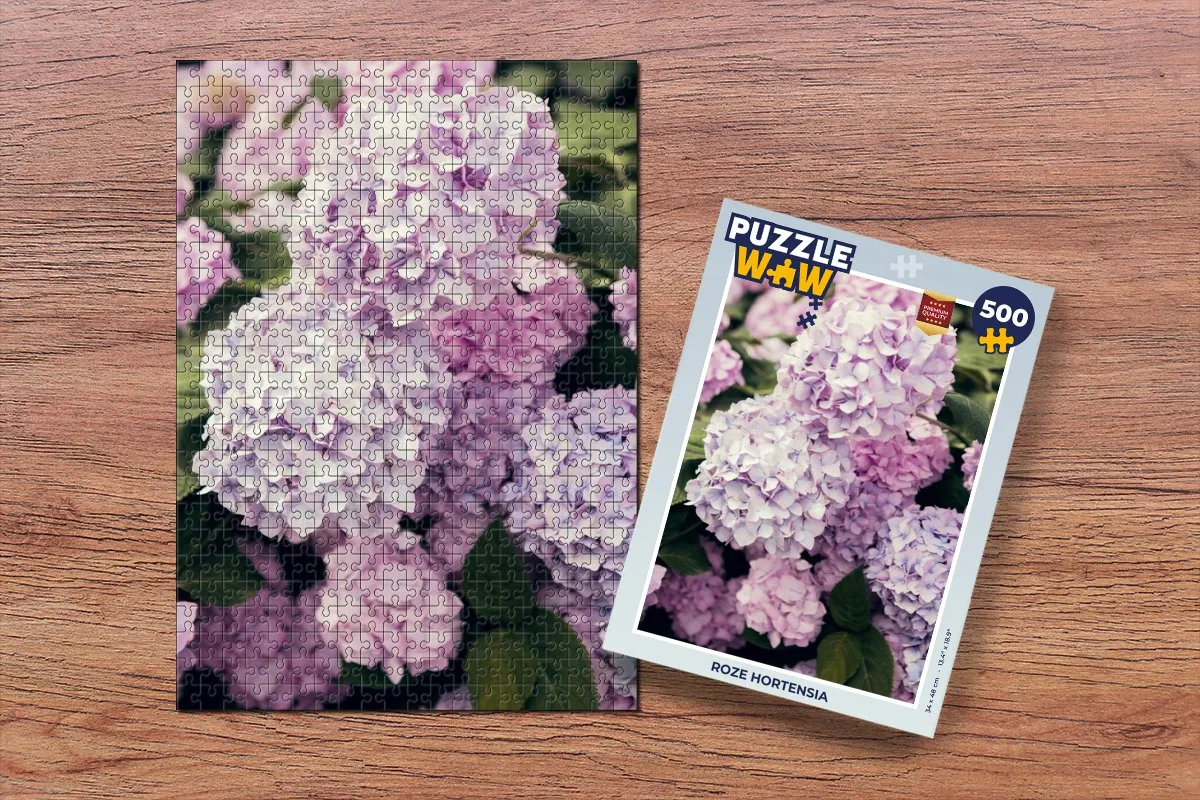 PuzzleWow Roze Hortensia Legpuzzel 500 Stuks - Multicolor