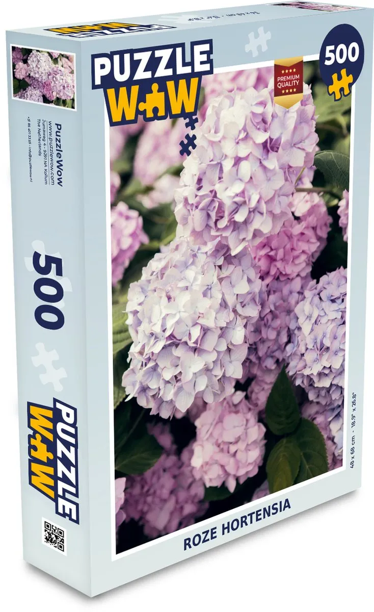 PuzzleWow Roze Hortensia Legpuzzel 500 Stuks