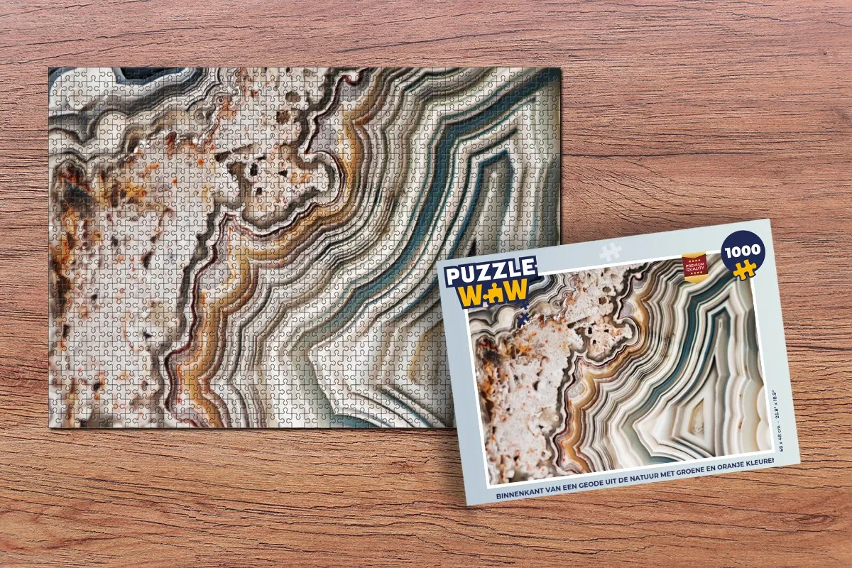 PuzzleWow Edelsteen Marmerprint Legpuzzel 1000 Stuks - Multicolor