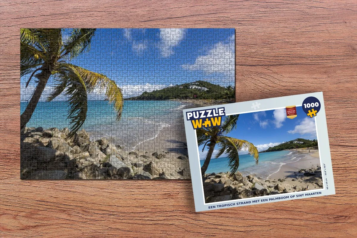PuzzleWow Legpuzzel Tropisch Strand Sint Maarten 1000 Stuks - Multicolor
