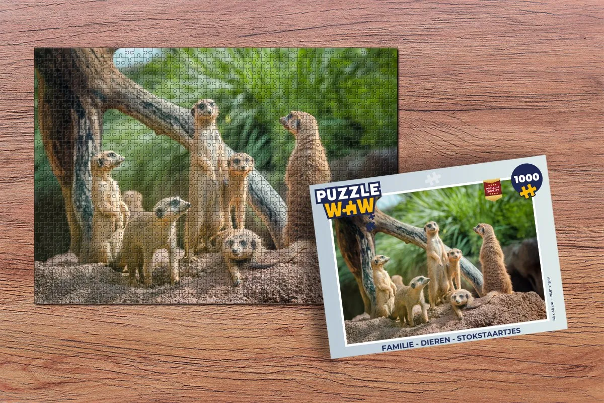 PuzzleWow Dieren Stokstaartjes Legpuzzel 1000 Stuks - Multicolor