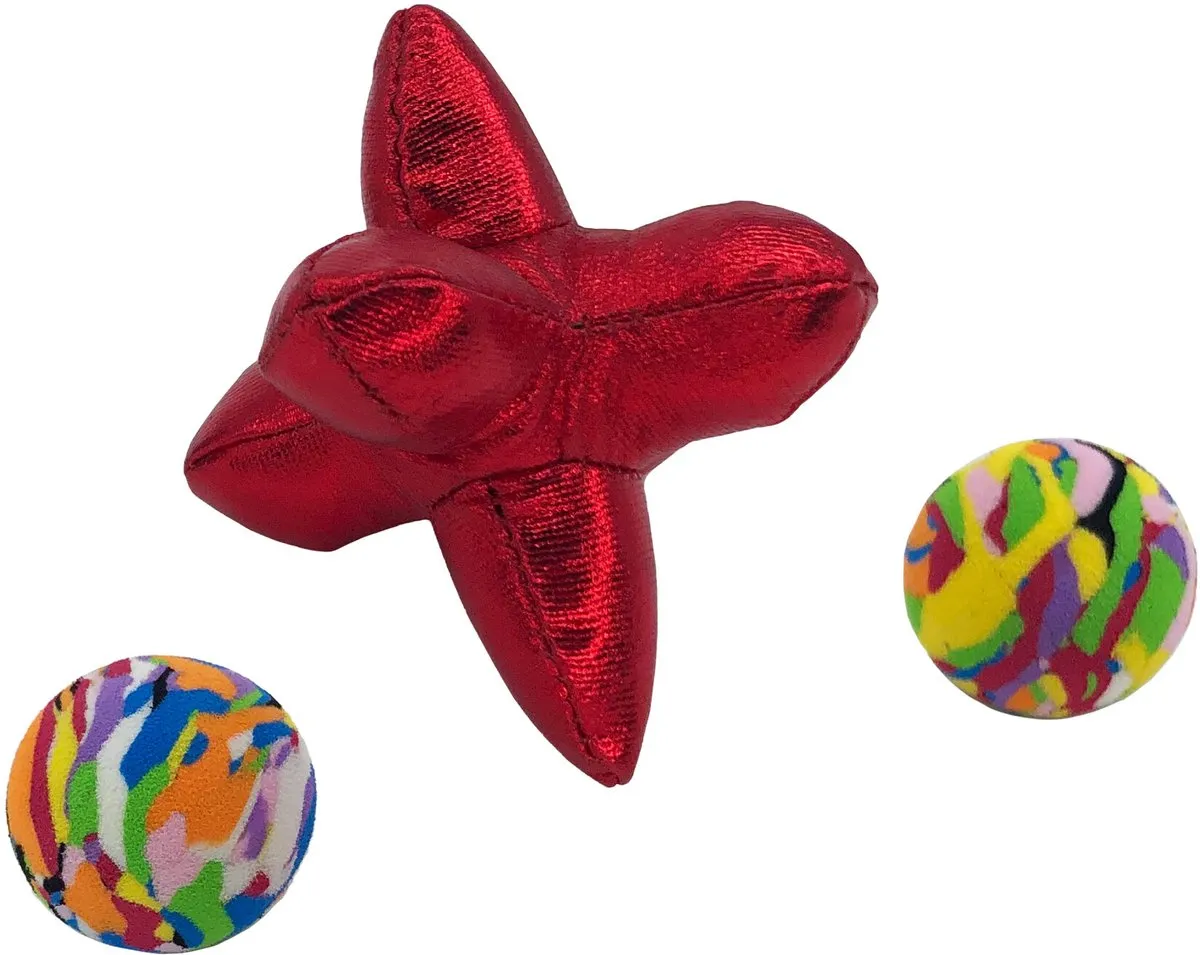 KONG Cat Active Jacks Stuiterbal - Multipack 1 Stuk - Rood