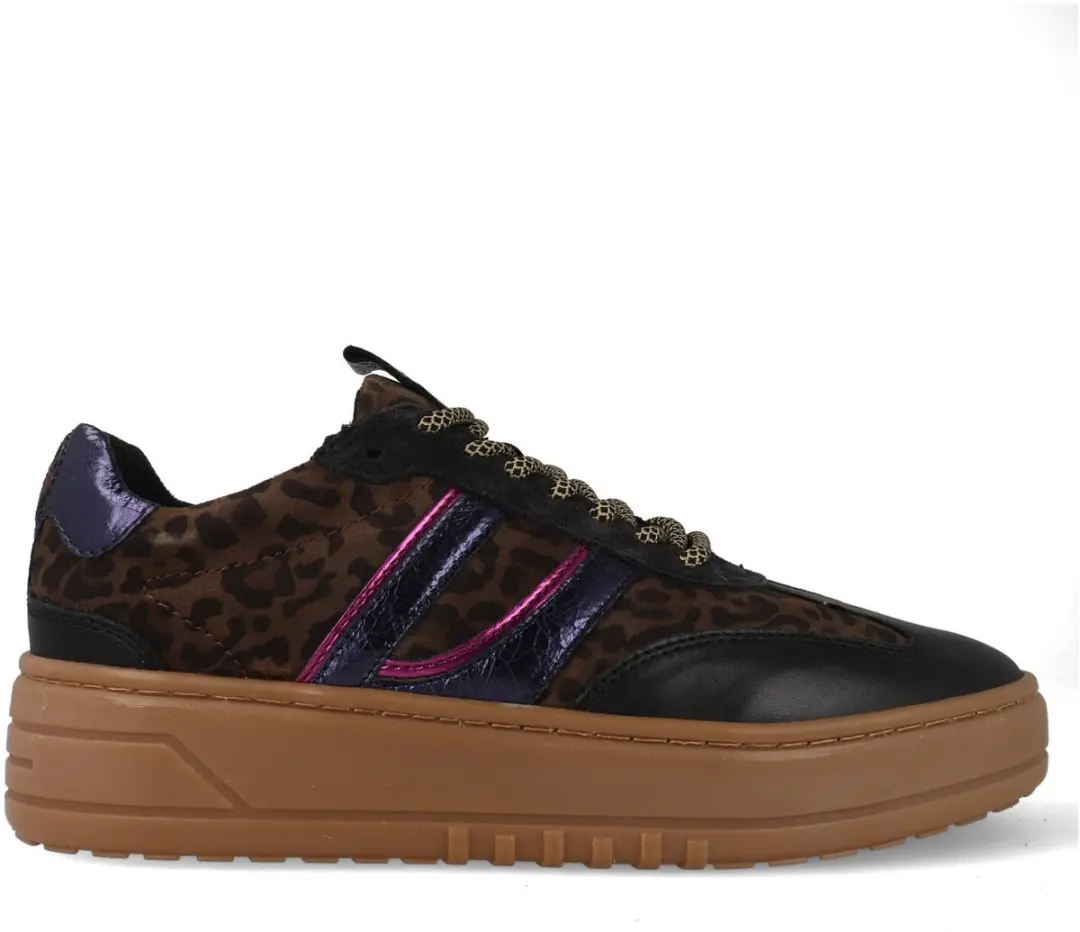 Posh by Poelman Sneakers Anemone Zwart / Bruin / Paars-37