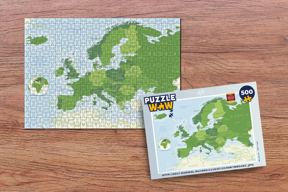 PuzzleWow Europa Legpuzzel 500 Stuks - Multicolor