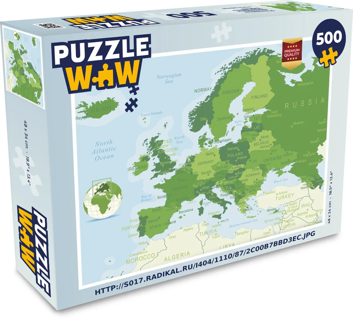 PuzzleWow Europa Legpuzzel 500 Stuks