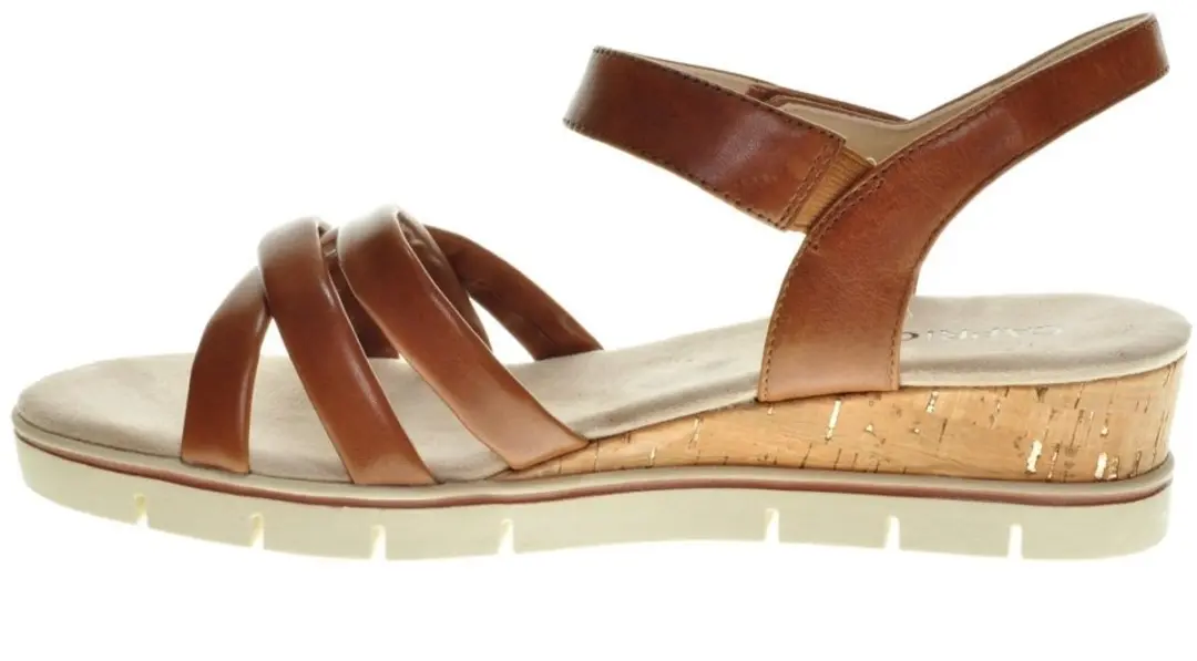 Cognac Sandalen Kurk Wedge Caprice maat 42