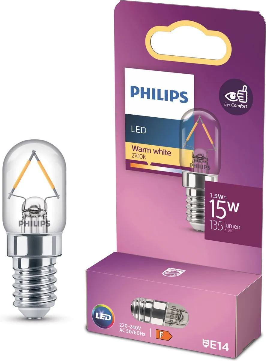 Philips LED T20 Koelkastlamp E14 15W Warmwit