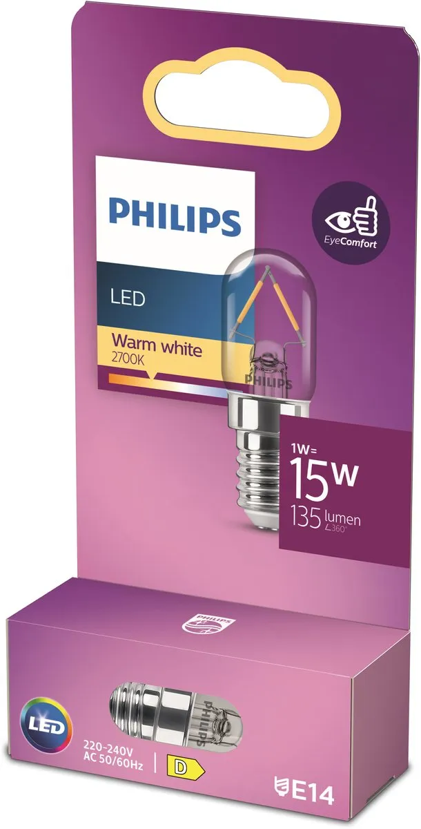Philips LED T20 Koelkastlamp E14 15W Warmwit