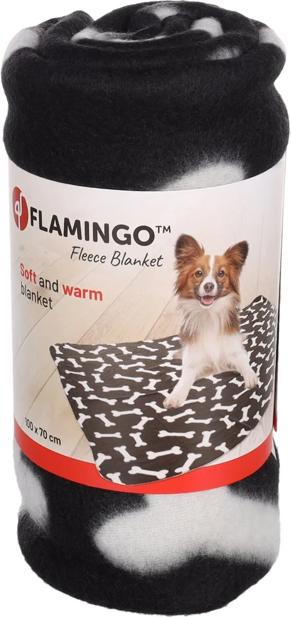 Flamingo Karlie Fleece Hondendeken 100x70cm - Zwart
