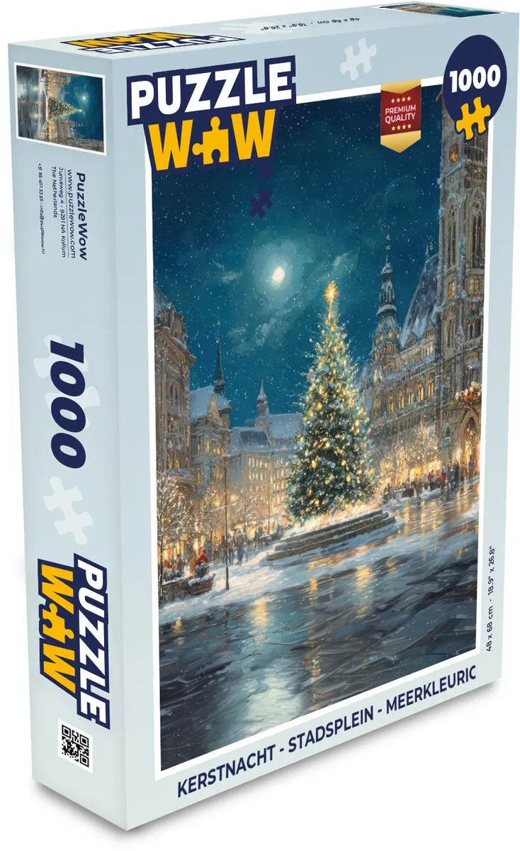 PuzzleWow Kerstnacht Stadsplein Puzzle 1000 Stuks
