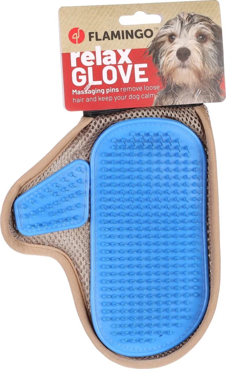 Flamingo Pienna Verzorgingshandschoen Honden - Metalen Pinnen Taupe