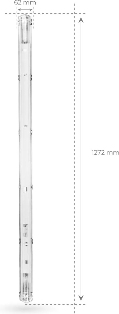 Ledvion LED Armatuur 120cm 18W 4000K - Incl. LED-buis - IP65 - Grijs