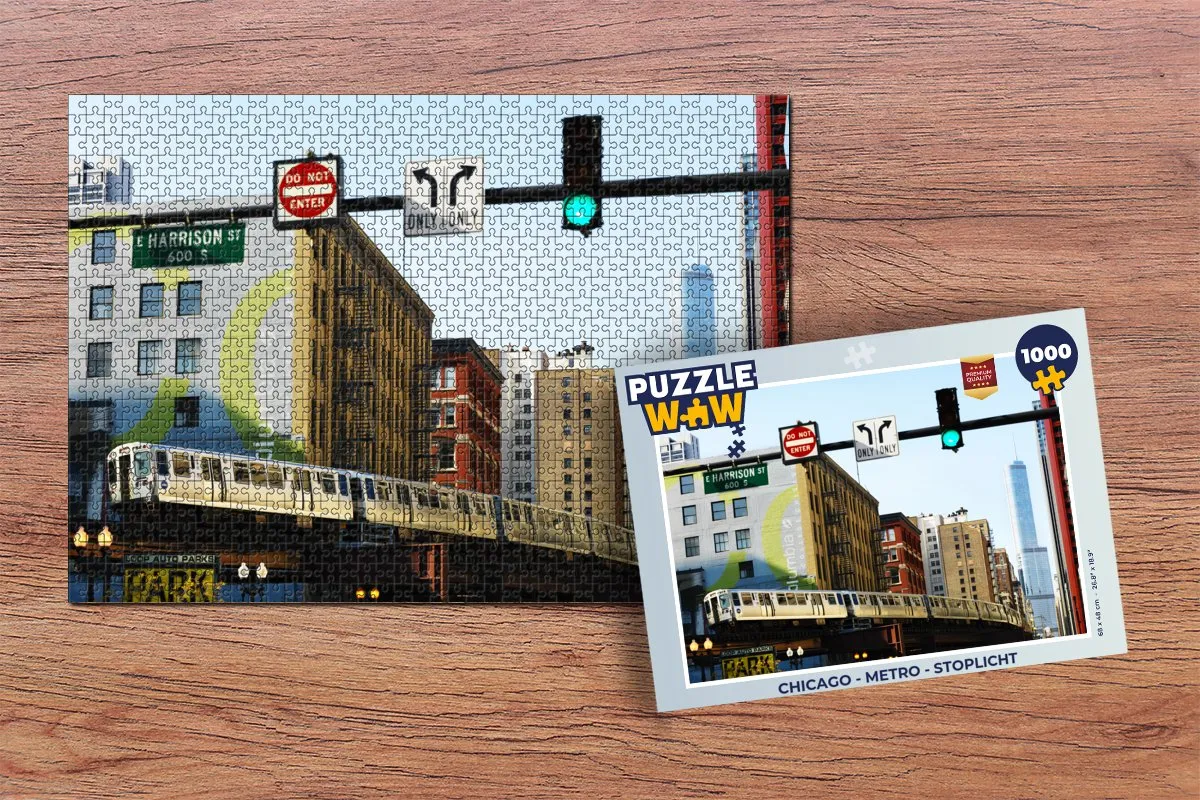 PuzzleWow Chicago Metro Stoplicht Legpuzzel 1000 Stuks - Multicolor