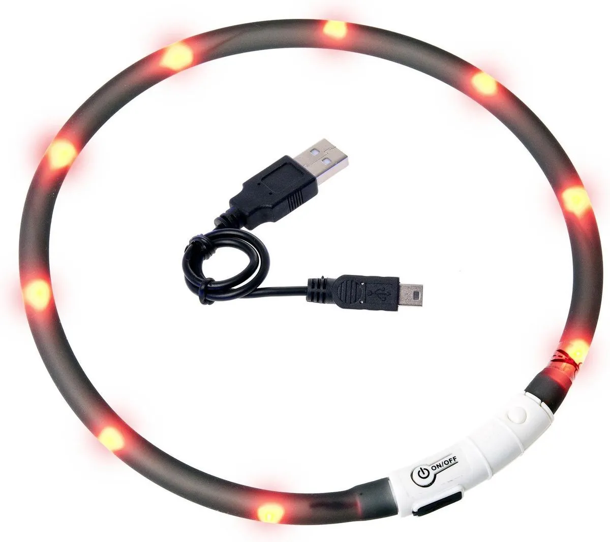 Flamingo Visio Led Halsband - Zwart 20-70cm