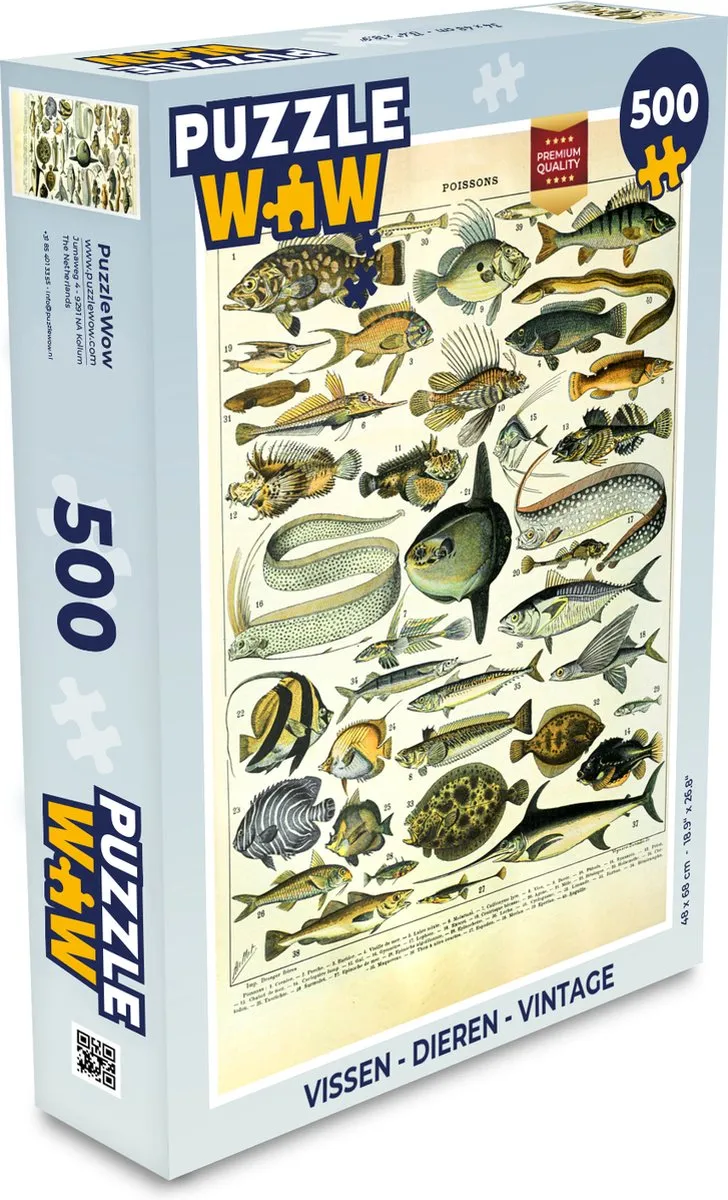 PuzzleWow Adolphe Millot Vintage Vissen Legpuzzel 500 Stuks