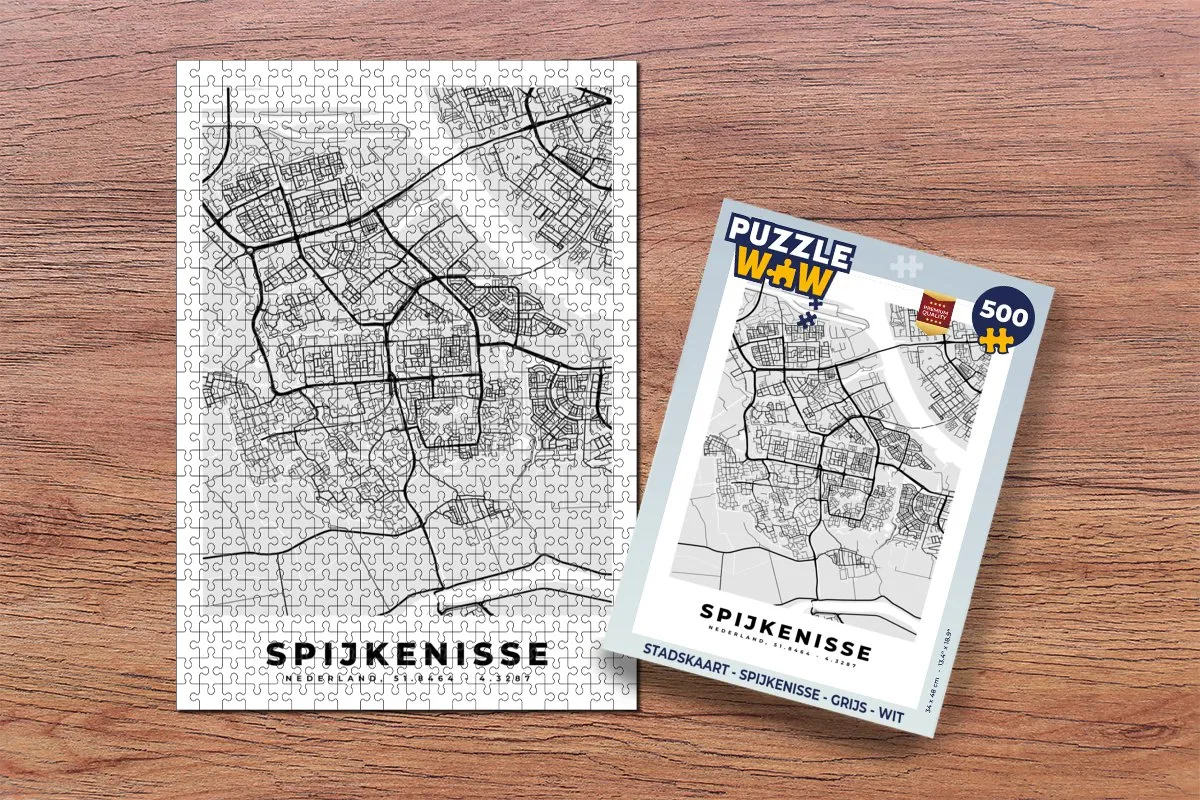 PuzzleWow Stadskaart Spijkenisse Legpuzzel 500 Stuks - Multicolor