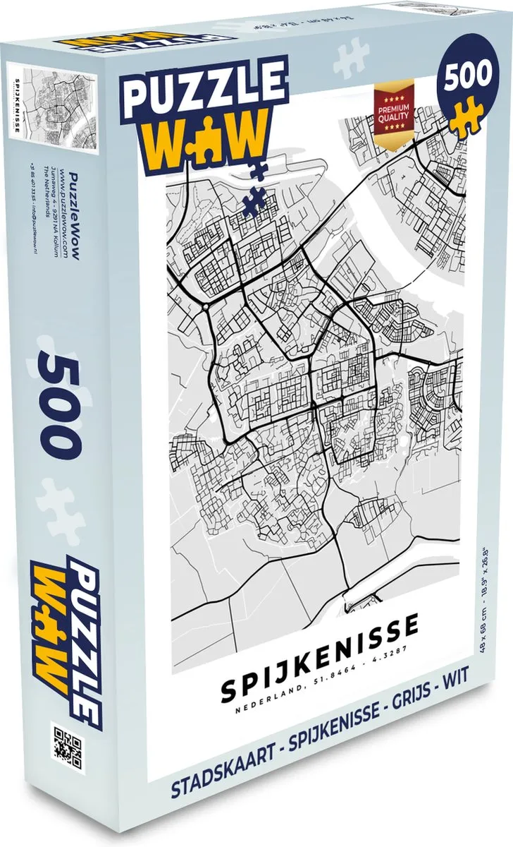 PuzzleWow Stadskaart Spijkenisse Legpuzzel 500 Stuks