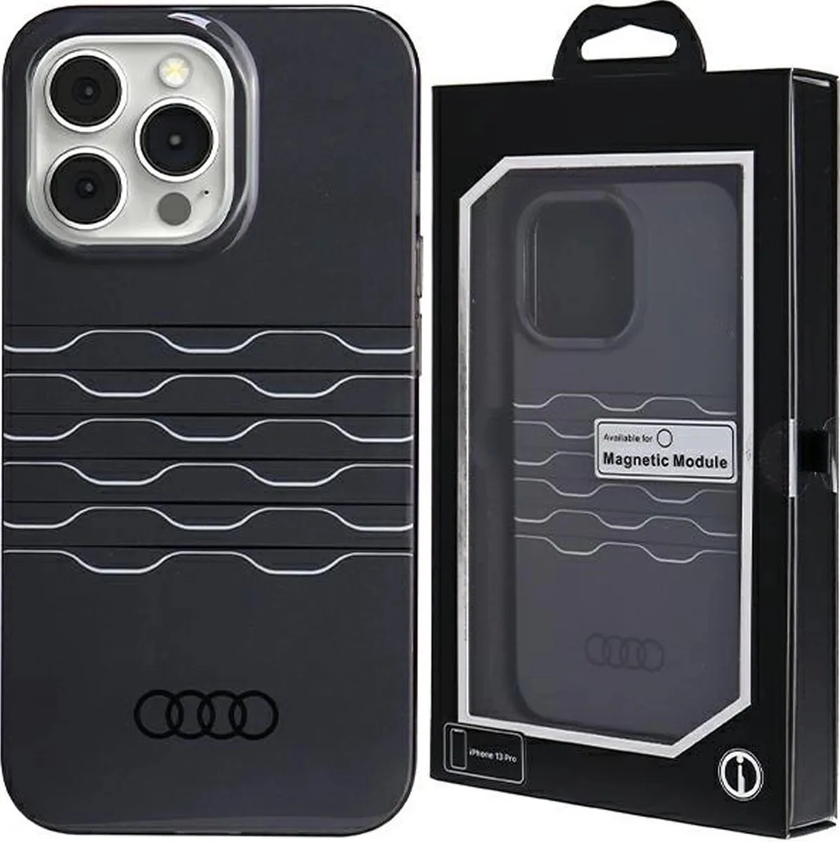 Audi IML Grille Pattern Back Case MagSafe iPhone 14 Pro Max - Zwart - afbeelding 6 van 6
